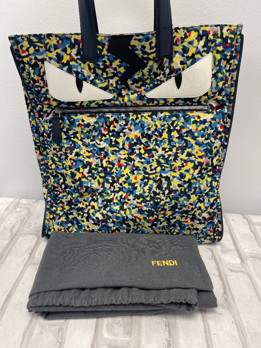 Fendi Monster Nylon Confetti Tote w/ Leather Trim, authentic! - Picture 3 of 15
